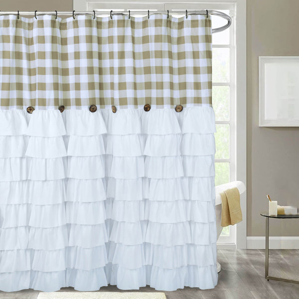 Gracie Oaks Ivoryanna Gingham Shower Curtain Wayfair